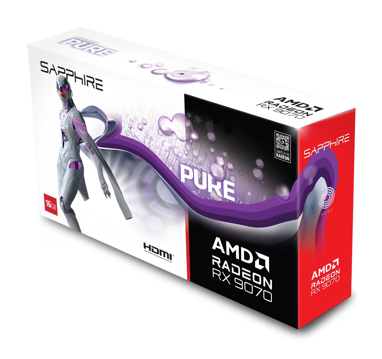 Graphics Card SAPPHIRE AMD Radeon RX 9070 16 GB GDDR6 256 bit PCIE 5.0 16x Triple slot Fansink 2xHDMI 2xDisplayPort 11349-02-20G
