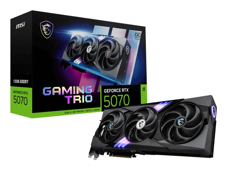 Graphics Card MSI NVIDIA GeForce RTX 5070 12 GB GDDR7 192 bit PCIE 5.0 16x Triple slot Fansink 1xHDMI 3xDisplayPort RTX507012GGAMTRIOOC