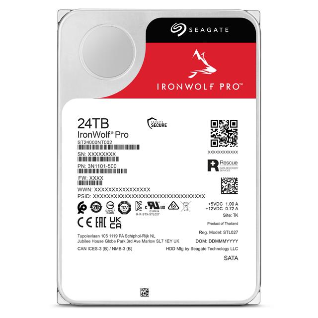 HDD SEAGATE IronWolf Pro 24TB SATA 512 MB 7200 rpm Discs/Heads 10/20 3,5 ST24000NT002