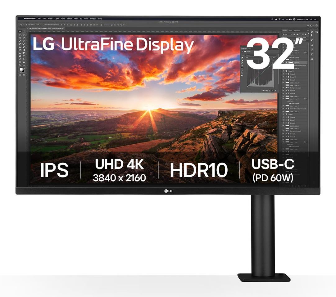 LCD Monitor LG 31.5 Panel IPS 3840x2160 16:9 60Hz 5 ms Speakers Swivel Pivot Height adjustable Tilt Colour Black 32UN880K-B