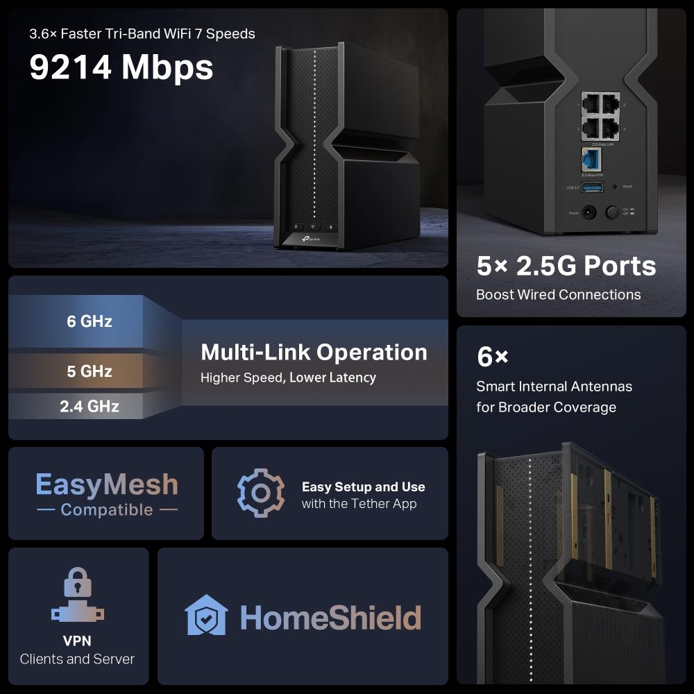 TP-Link Archer BE9300 Tri-Band Wi-Fi 7 Router