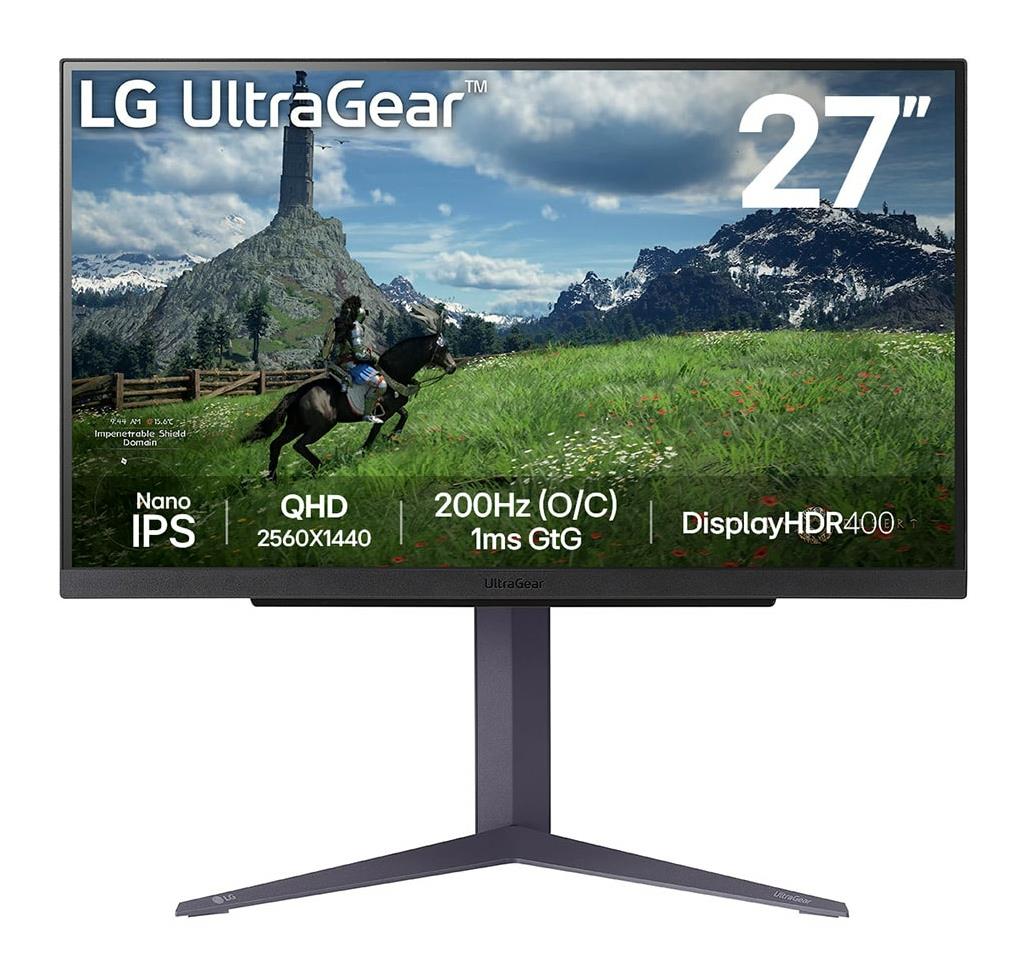 LCD Monitor LG 27 Panel IPS 2560x1440 16:9 180Hz 1 ms Pivot Height adjustable Tilt Colour Black 27GS85Q-B