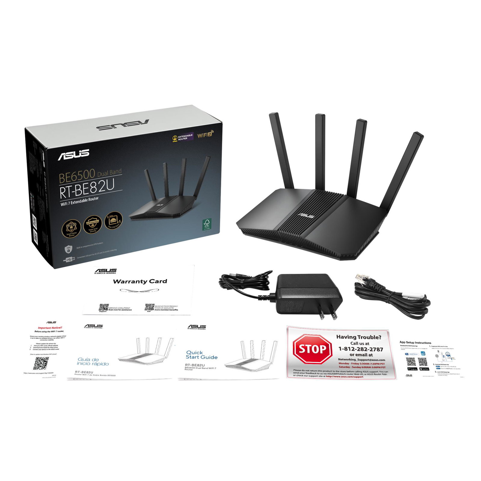 ASUS RT-BE82U BE6500 wireless router 2.5 Gigabit Ethernet Dual-band (2.4 GHz / 5 GHz) Black