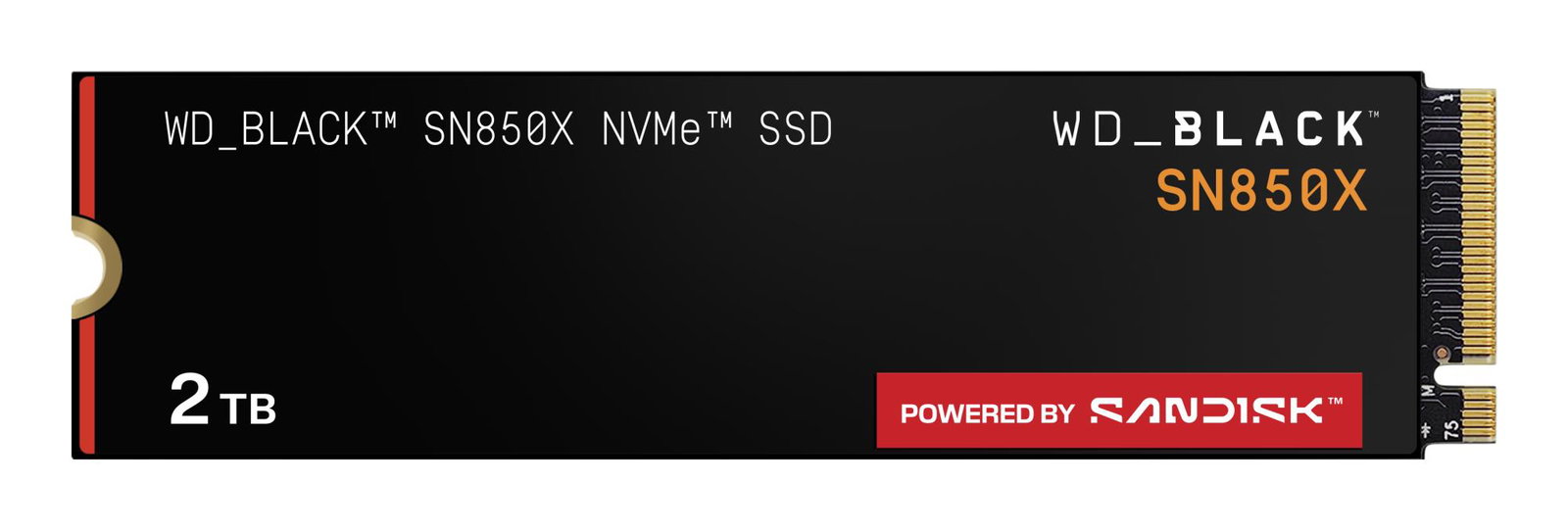 SSD SANDISK 1200xTBW rating Read speed 7300 MB/s Write speed 6600 MB/s NVMe Yes PCI Express 4.0 M.2 2000 GB POWERED BY SANDISK Black SN850X WDS200T2X0E