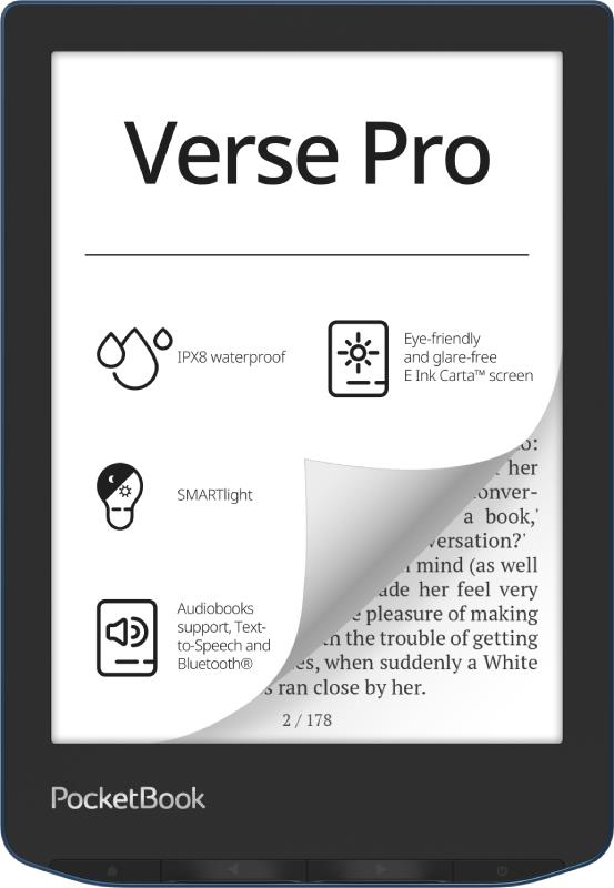 E-Reader POCKETBOOK Verse Pro 6 1072x1448 1xUSB-C Wireless LAN Bluetooth Azure PB634-A-WW