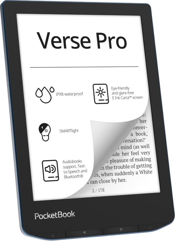 E-Reader POCKETBOOK Verse Pro 6 1072x1448 1xUSB-C Wireless LAN Bluetooth Azure PB634-A-WW