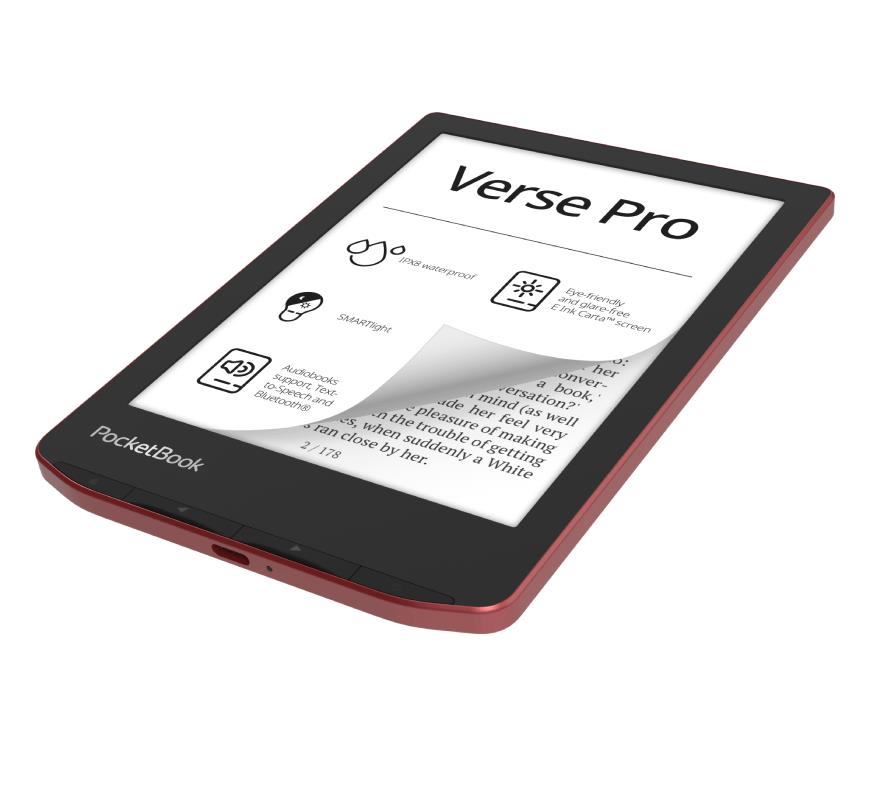 E-Reader POCKETBOOK Verse Pro 6 1072x1448 1xUSB-C Wireless LAN Bluetooth Red PB634-3-WW