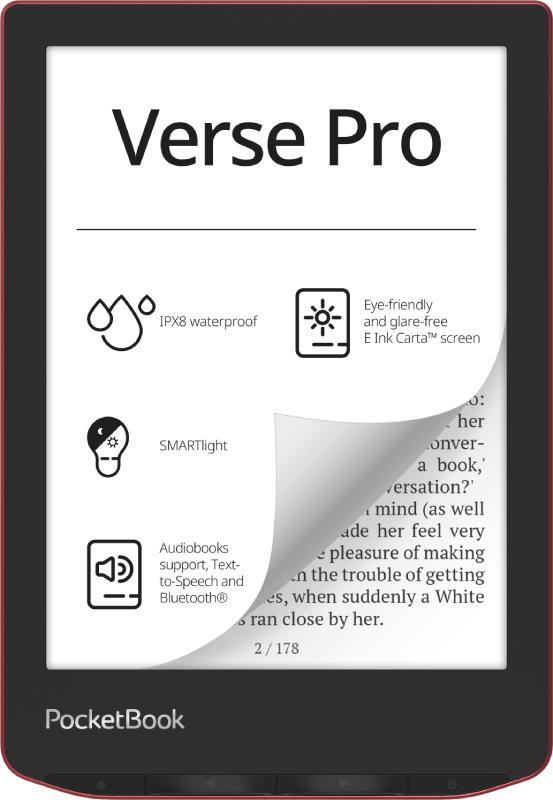 E-Reader POCKETBOOK Verse Pro 6 1072x1448 1xUSB-C Wireless LAN Bluetooth Red PB634-3-WW