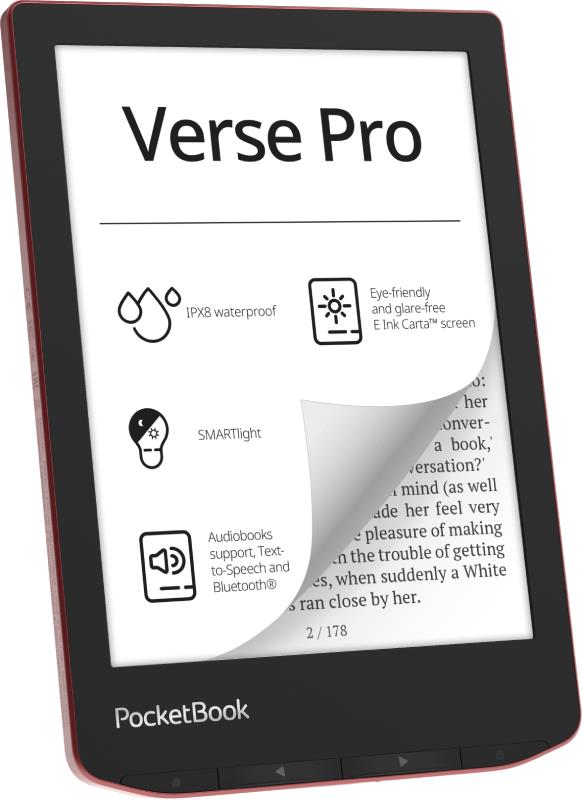 E-Reader POCKETBOOK Verse Pro 6 1072x1448 1xUSB-C Wireless LAN Bluetooth Red PB634-3-WW