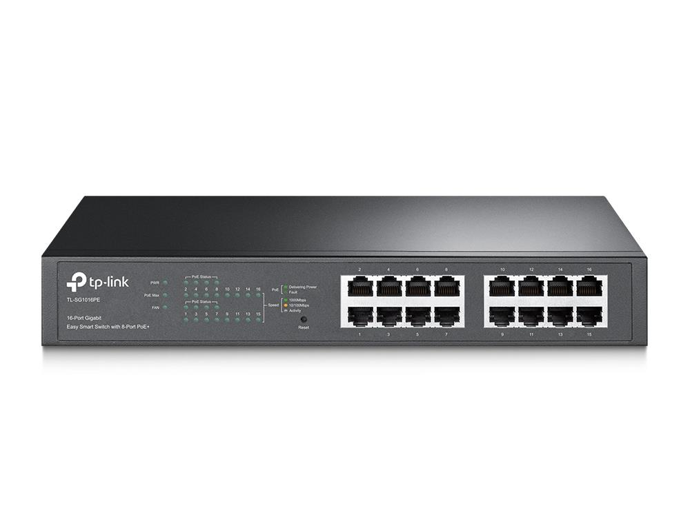 Switch TP-LINK Desktop/pedestal 16x10Base-T 100Base-TX 1000Base-T PoE+ ports 8 TL-SG1016PE