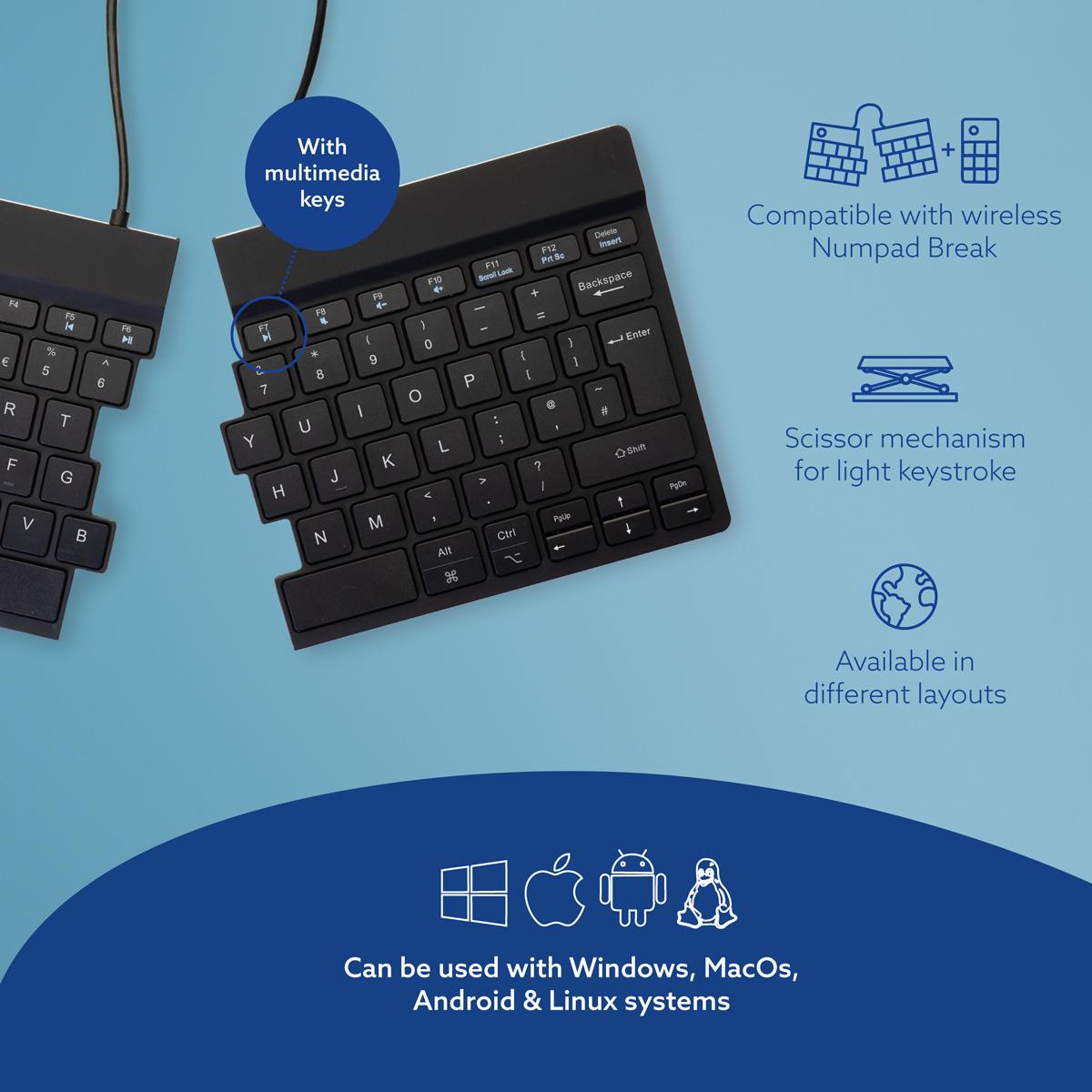 KEYBOARD WRL COMPACT BREAK/BLACK RGOSBUKWLBL R-GO TOOLS