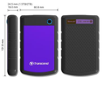 External HDD TRANSCEND StoreJet 2TB USB 3.0 Colour Purple TS2TSJ25H3P