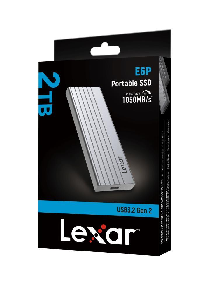 External SSD LEXAR E6P 1TB USB 3.2 Write speed 1000 MBytes/sec Read speed 1050 MBytes/sec LPAE06N001T-RNBNG
