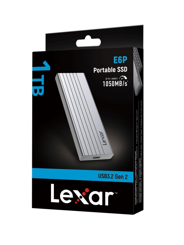 External SSD LEXAR E6P 1TB USB 3.2 Write speed 1000 MBytes/sec Read speed 1050 MBytes/sec LPAE06N001T-RNBNG