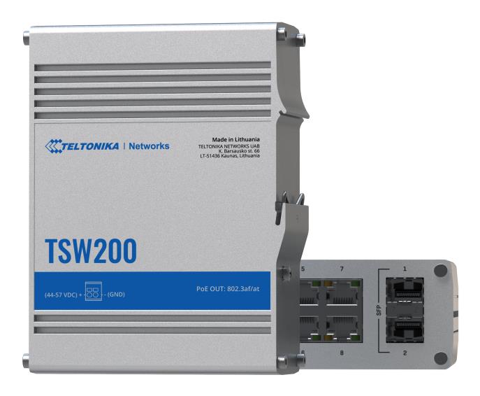 Switch TELTONIKA TSW2000000B0 PoE ports 8 240 Watts TSW200