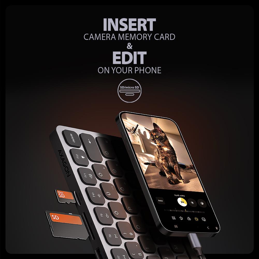 KEYBOARD + I/O HUB 9IN1/0.6M HMC-KB-HU AXAGON
