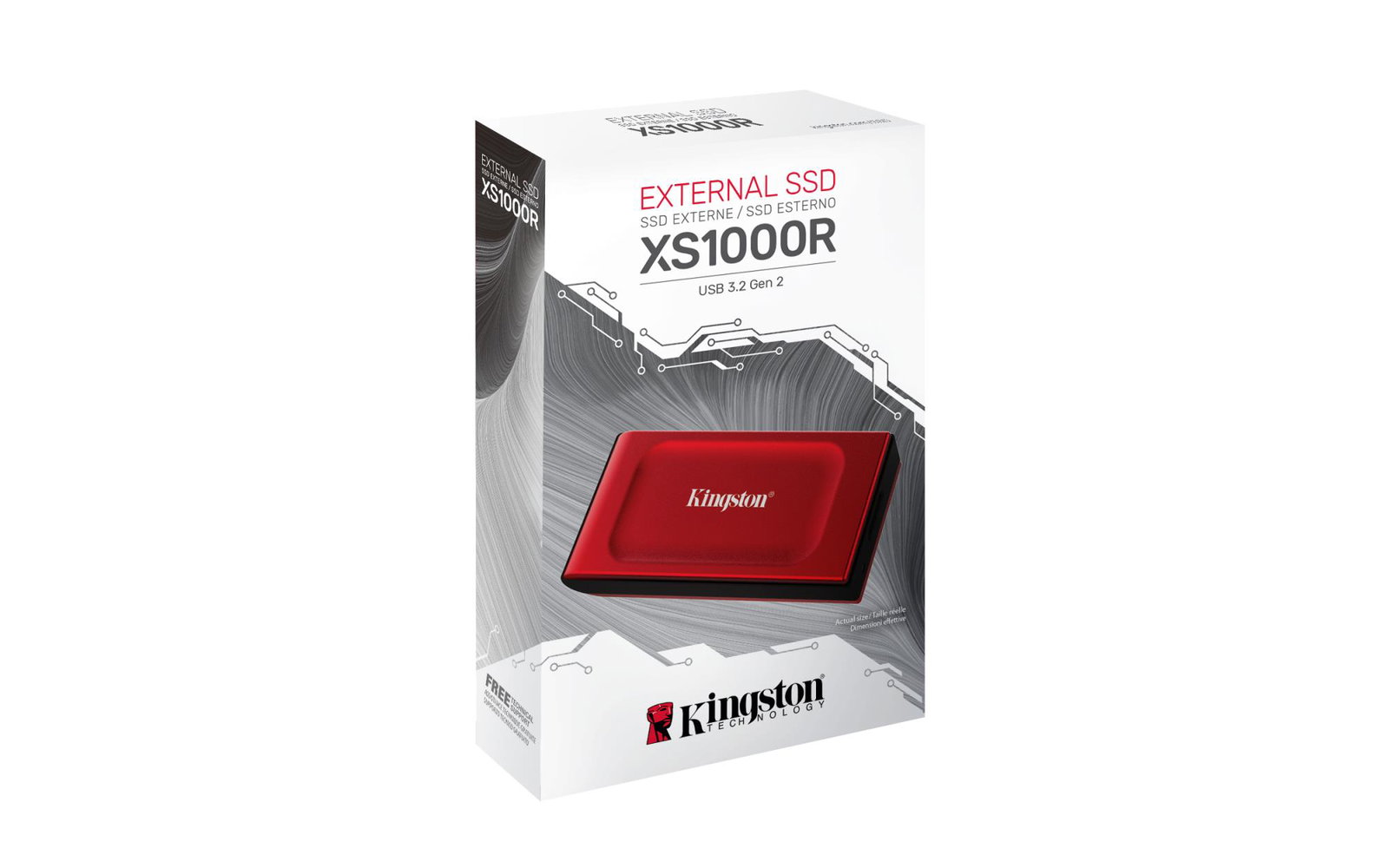 External SSD KINGSTON XS1000 1TB USB 3.2 Write speed 1000 MBytes/sec Read speed 1050 MBytes/sec SXS1000R/1000G