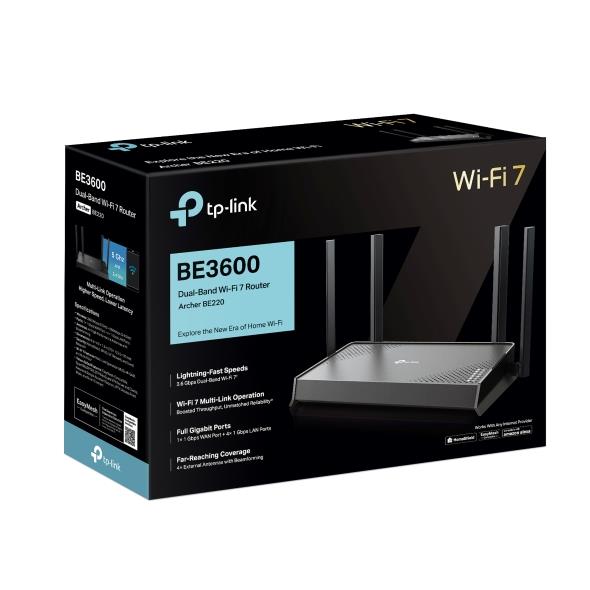 TP-Link Archer BE220 wireless router Gigabit Ethernet Dual-band (2.4 GHz / 5 GHz) Black