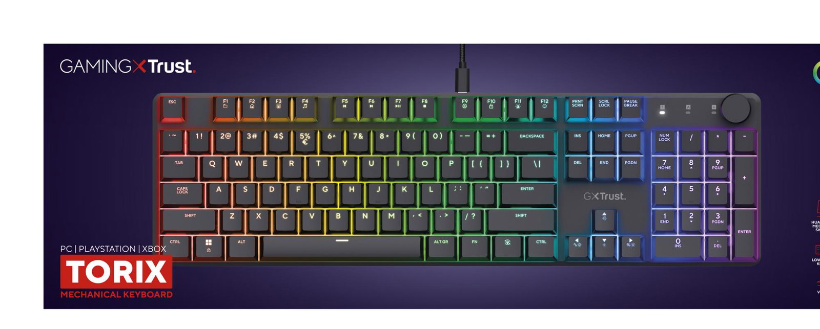 KEYBOARD USB GXT866 TORIX/EN 24910 TRUST