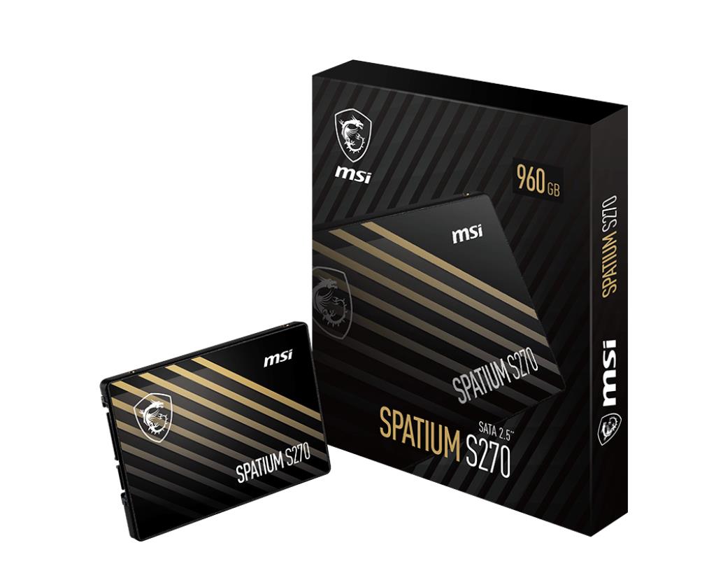 SSD MSI SPATIUM S270 960GB SATA 3D NAND Write speed 450 MBytes/sec Read speed 500 MBytes/sec 2,5 TBW 500 TB MTBF 2000000 hours S78-440P130-P83