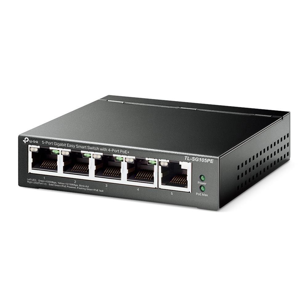 Switch TP-LINK Desktop/pedestal 5x10Base-T 100Base-TX 1000Base-T PoE ports 4 TL-SG105PE