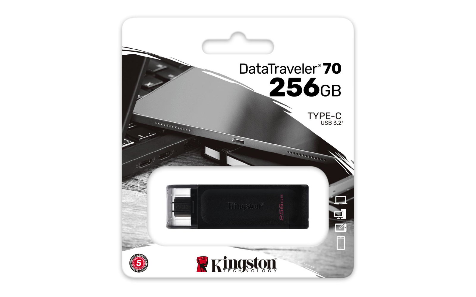 MEMORY DRIVE FLASH USB-C 256GB/DT70/256GB KINGSTON