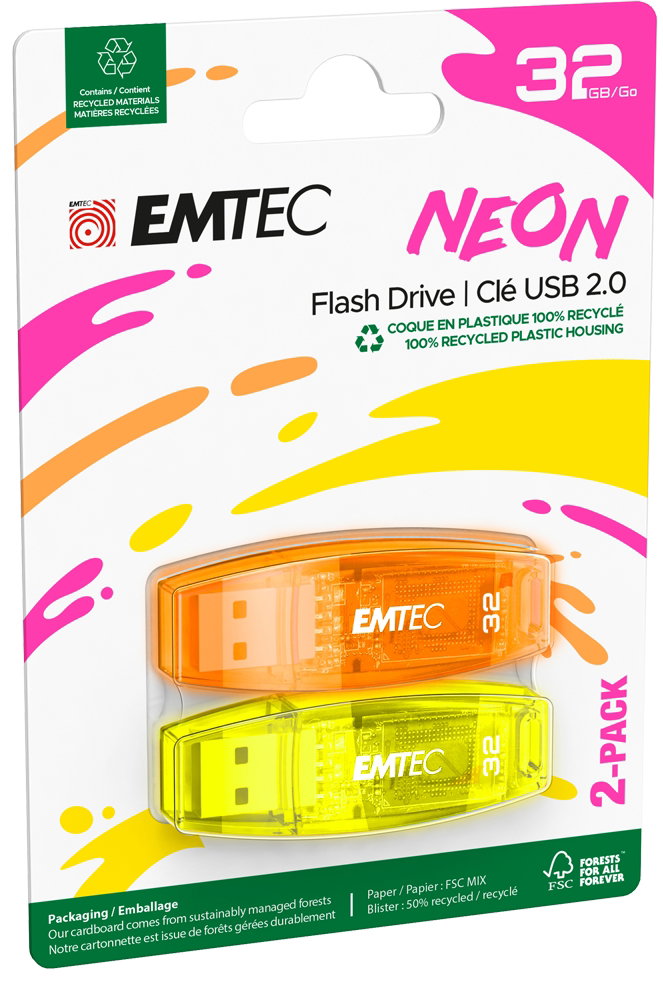 Emtec USB2.0 C410 32GB Neon 2 pcs