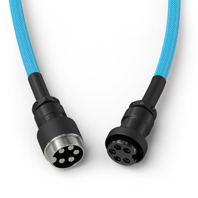 Glorious GMMK Coiled Cable Electric Blue, Spiralcable, USB-C/USB-A - lightblue/black
