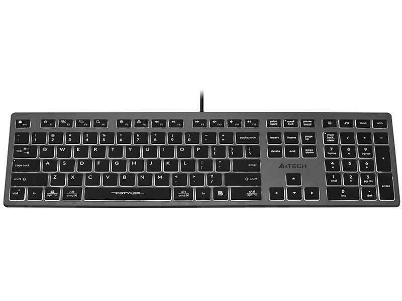 A4Tech FSTYLER FX60H (White Backlit) keyboard USB QWERTY Black, Grey