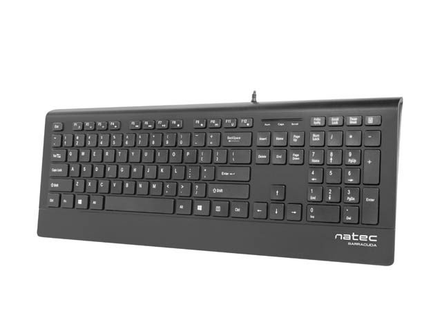 Natec Multimedia Keyboard BARRACUDA slim USB, US layout, black