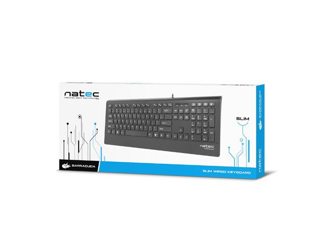 Natec Multimedia Keyboard BARRACUDA slim USB, US layout, black