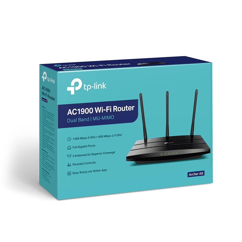 TP-Link Archer A8 wireless router Gigabit Ethernet Dual-band (2.4 GHz 5 GHz) Black