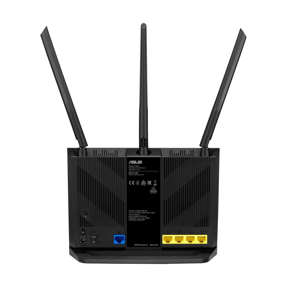 ASUS 4G-AX56 wireless router Gigabit Ethernet Dual-band (2.4 GHz 5 GHz) Black
