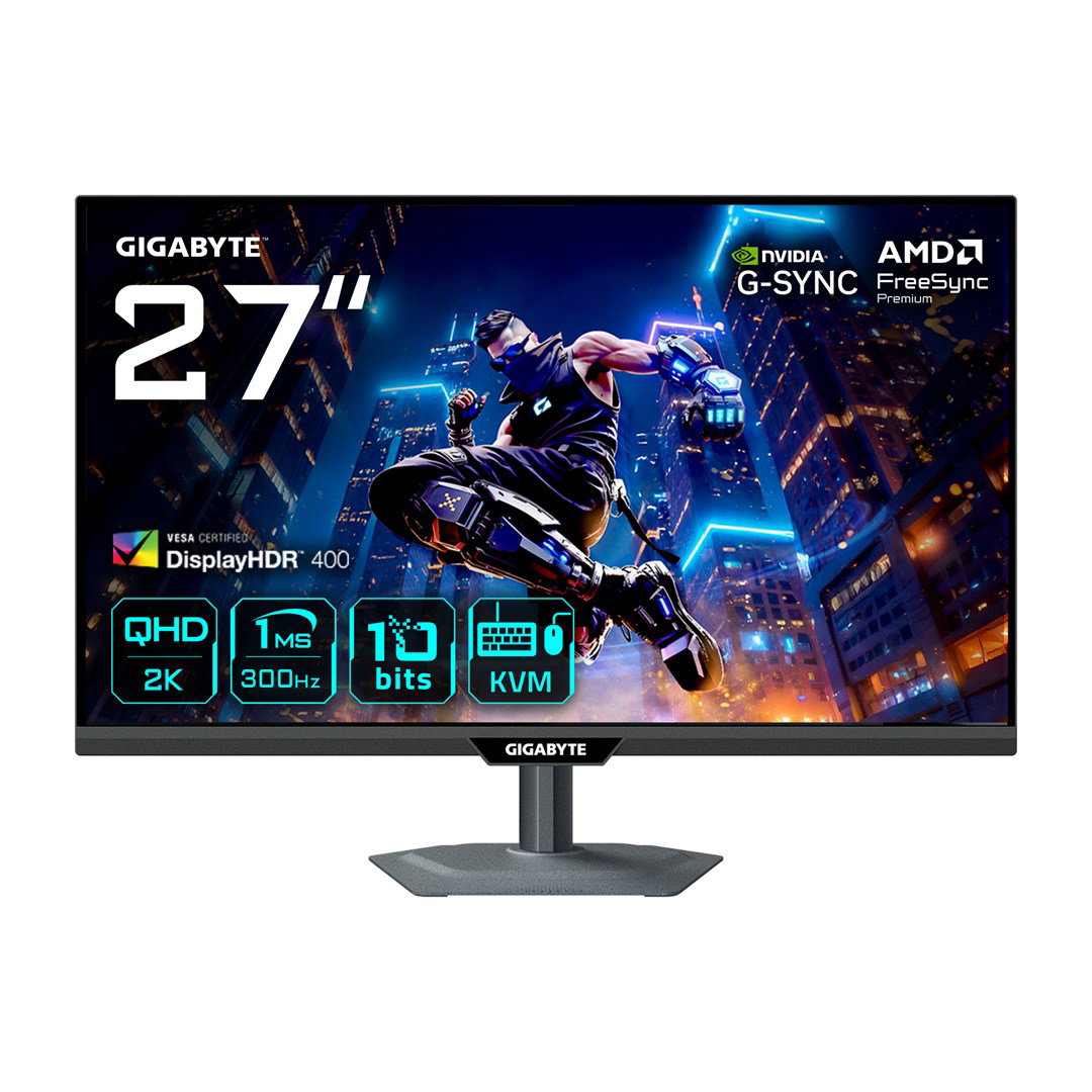 GIGABYTE M27Q3 27 QHD Gaming Monitor - 2560 x 1440, 300Hz, 1ms, 400 cd/m, FreeSync Premium, Display HDR400, HDMI 2.0, Displayport 1.4