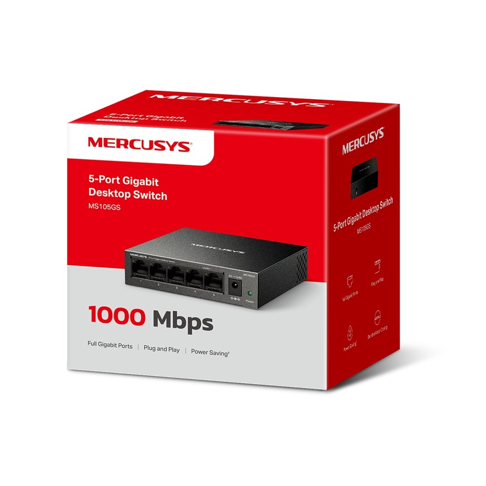 Mercusys MS105GS - Desktop switch, 5 Gigabit ports, black