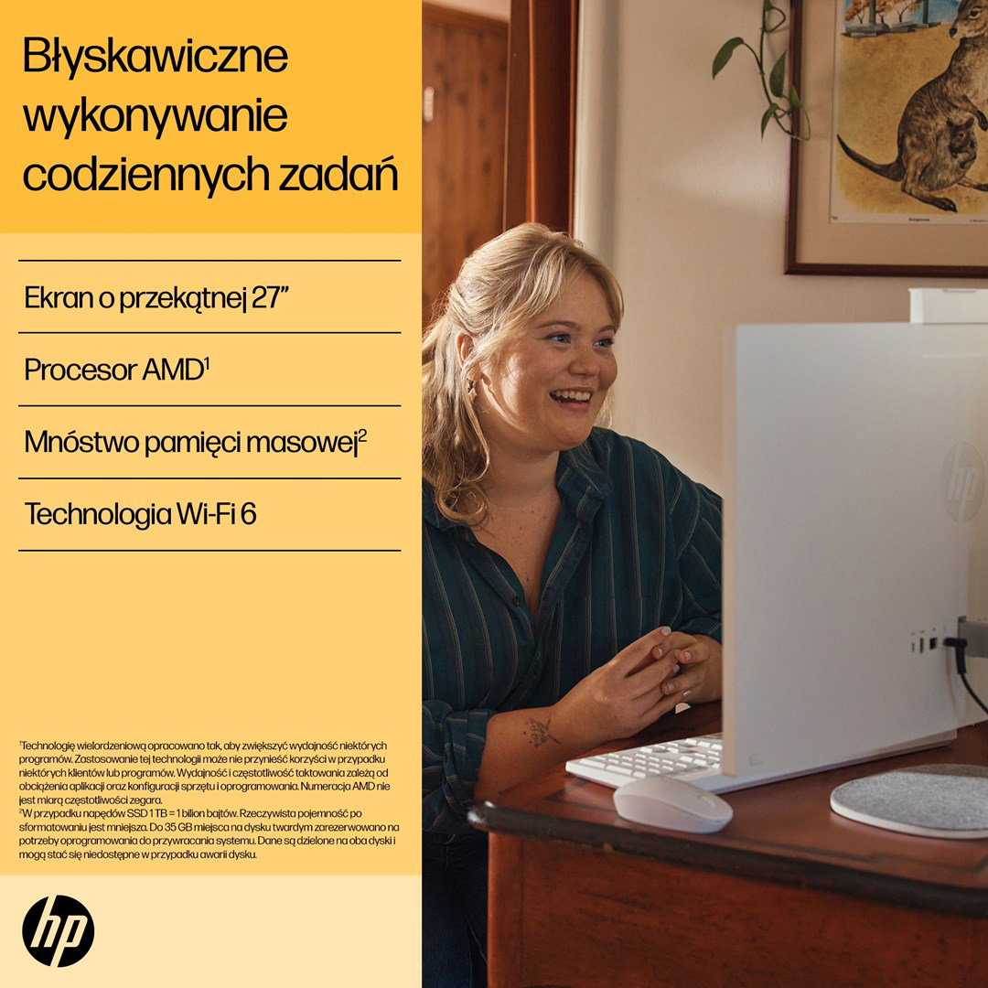 HP 27-cr0222nw AMD Ryzen 7 7730U 68.6 cm (27) 1920 x 1080 px All-in-One PC 16 GB DDR4-SDRAM 512 GB SSD Windows 11 Home Wi-Fi 6 (802.11ax) White