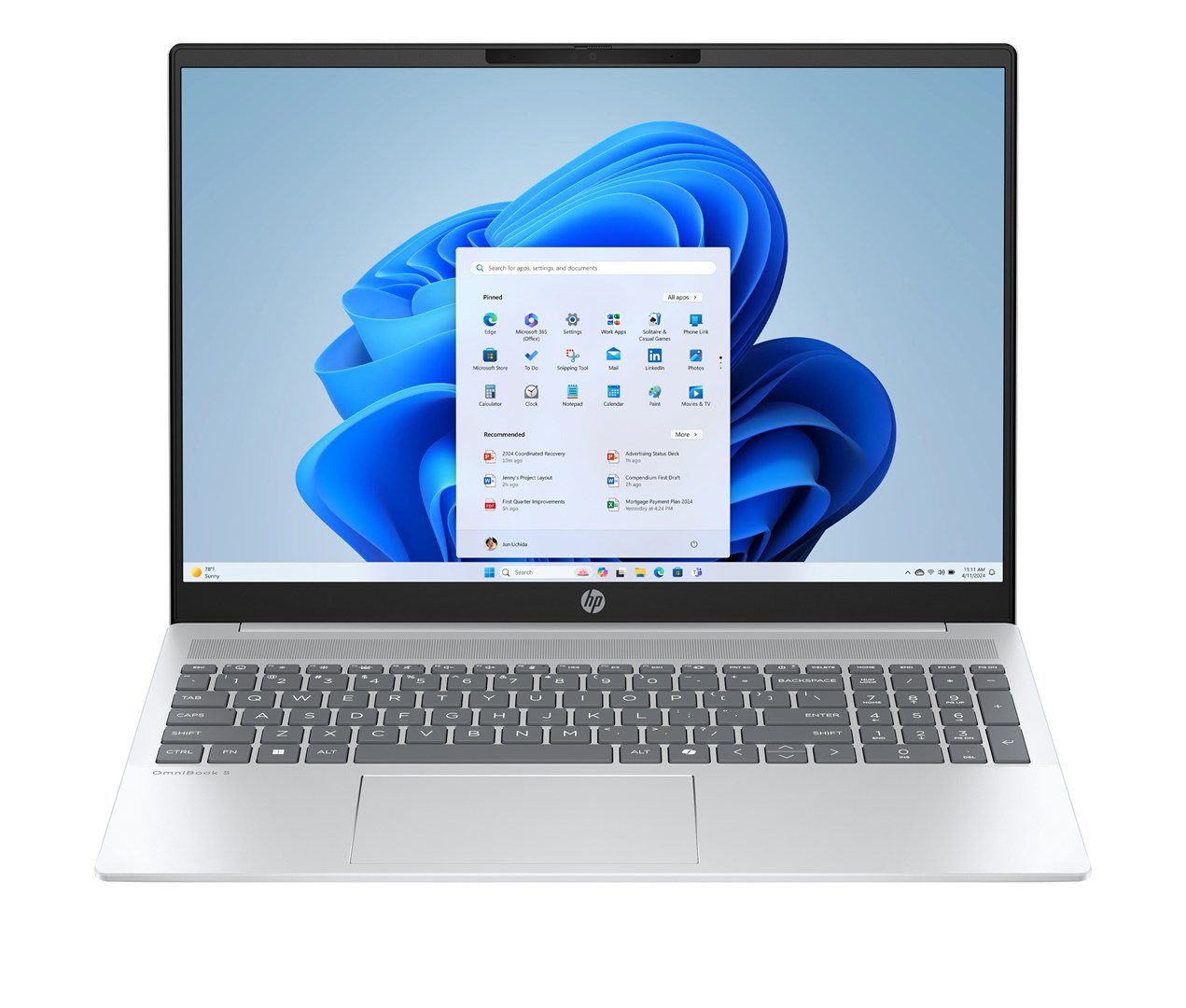 HP OmniBook 5 AI 16-af1072nw Intel Core Ultra 5 225U Laptop 40.6 cm (16) 2K 16 GB LPDDR5x-SDRAM 512 GB SSD Wi-Fi 6E (802.11ax) FreeDOS AI PC Silver