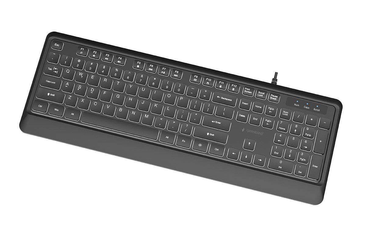 Gembird KB-UML-04 Slim wired backlight keyboard, black, US layout