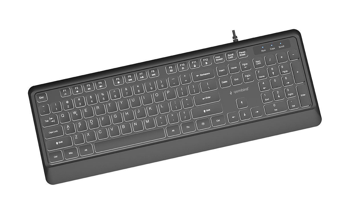 Gembird KB-UML-04 Slim wired backlight keyboard, black, US layout