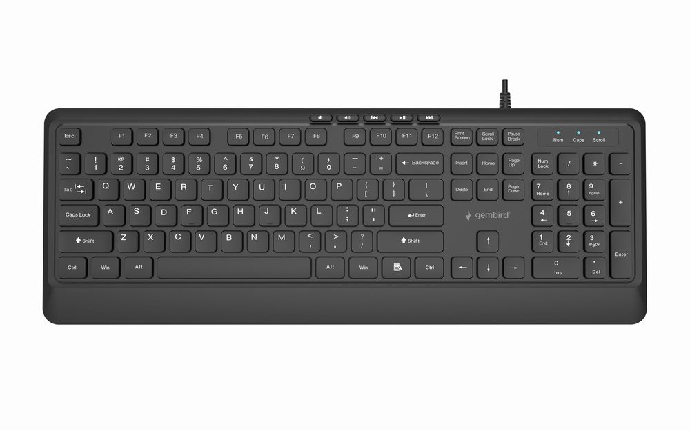 Gembird KB-MCH-05 Slim wired multimedia keyboard, black, US layout