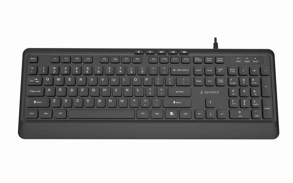 Gembird KB-MCH-05 Slim wired multimedia keyboard, black, US layout