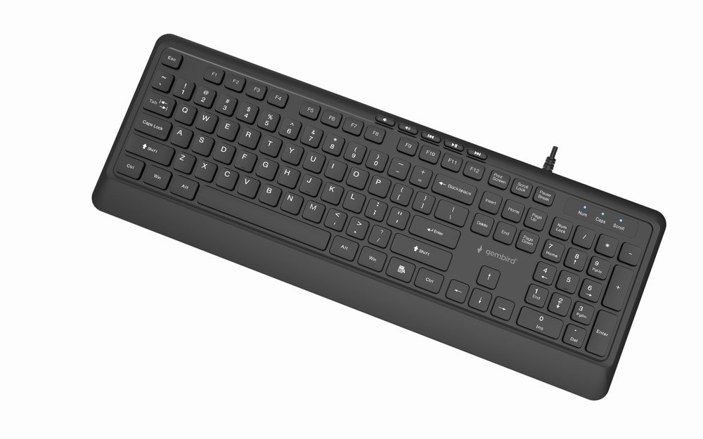 Gembird KB-MCH-05 Slim wired multimedia keyboard, black, US layout