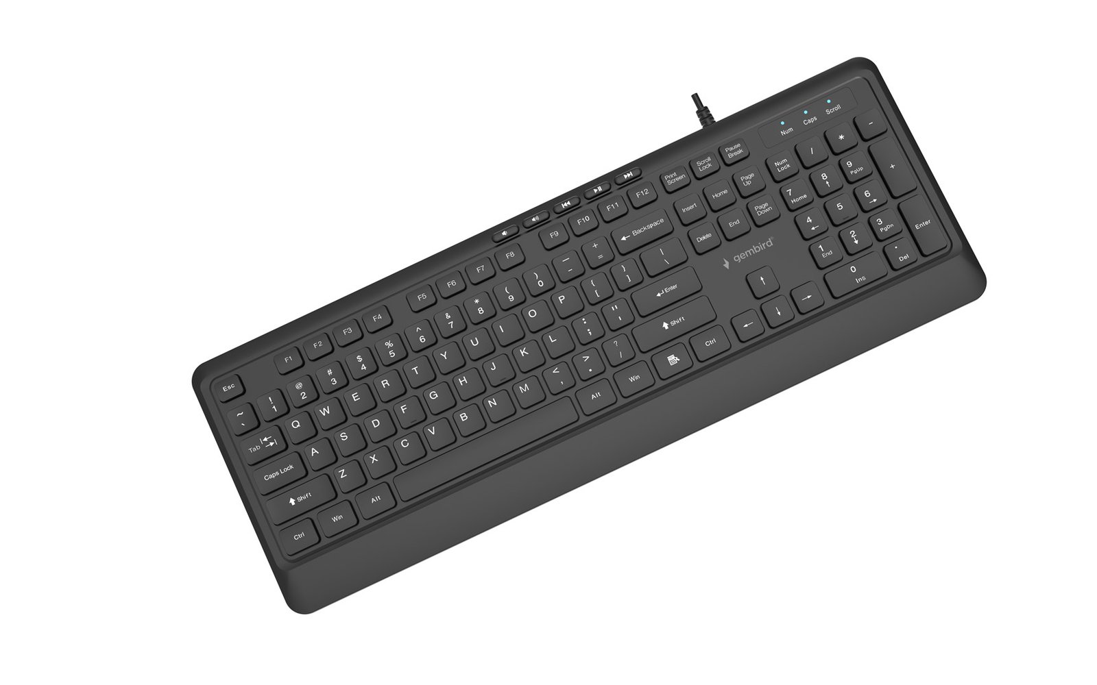 Gembird KB-MCH-05 Slim wired multimedia keyboard, black, US layout