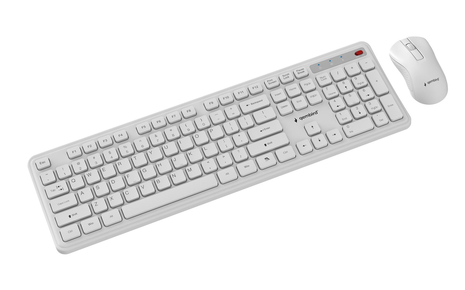 Gembird KBS-WPS-01 Slim Pro Business wireless desktop set, white, US layout