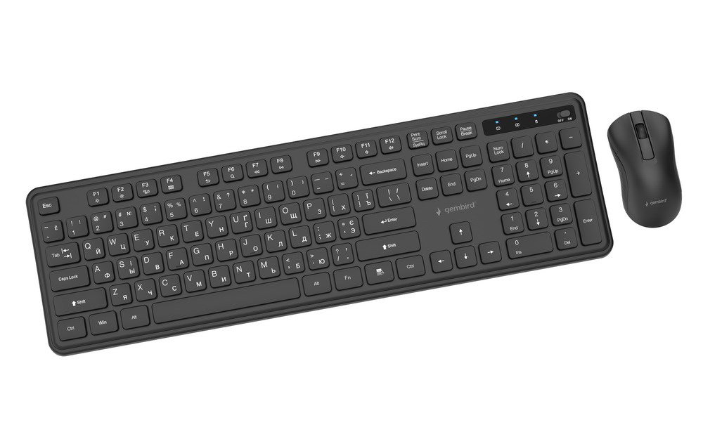 Gembird KBS-WPS-01-W Slim Pro Business wireless desktop set, black, RU layout