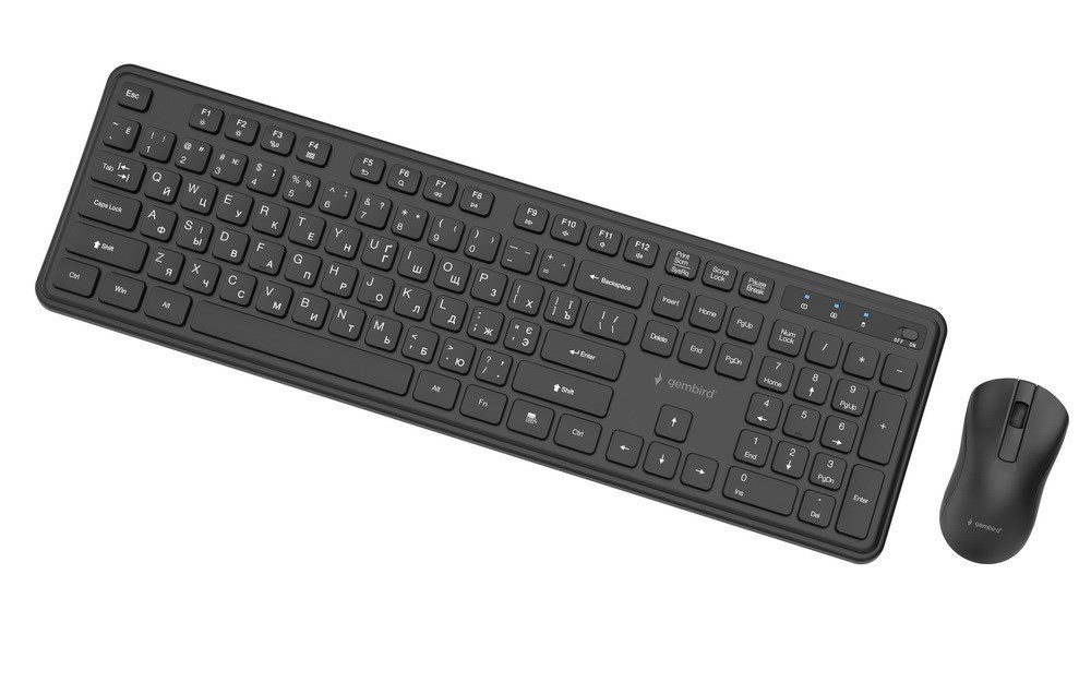 Gembird KBS-WPS-01-W Slim Pro Business wireless desktop set, black, RU layout
