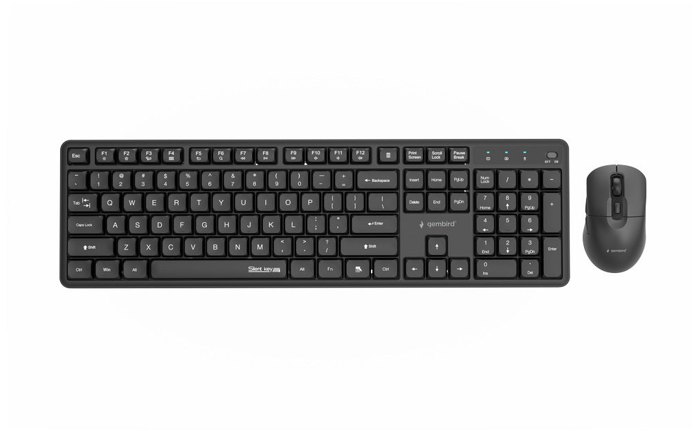 Gembird KBS-WMS-01 Silent key Pro Business wireless desktop set, black, US layout