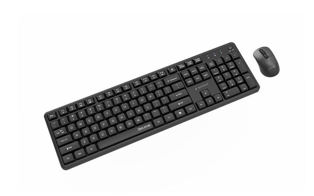 Gembird KBS-WMS-01 Silent key Pro Business wireless desktop set, black, US layout