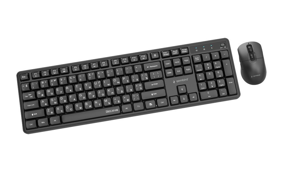 Gembird KBS-WMS-01-CYRL Silent key Pro Business wireless desktop set, black, RU layout