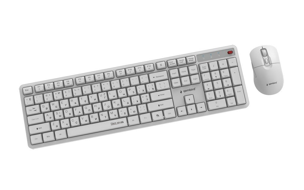Gembird KBS-WMS-01-W-CYRL Silent key Pro Business wireless desktop set, white, RU layout